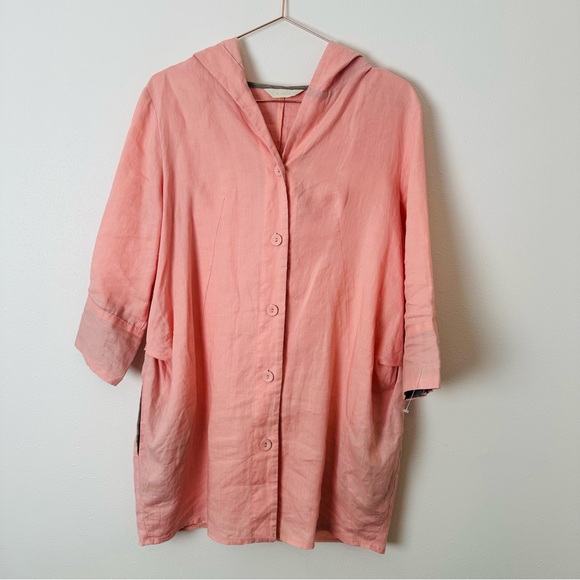A. Mollin 100% linen tunic dress with hood button down coverup - Picture 6 of 9